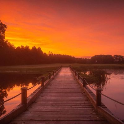 Galgorm Castle 2023 Oct 9 bridge to fairway sunrise 1 2389